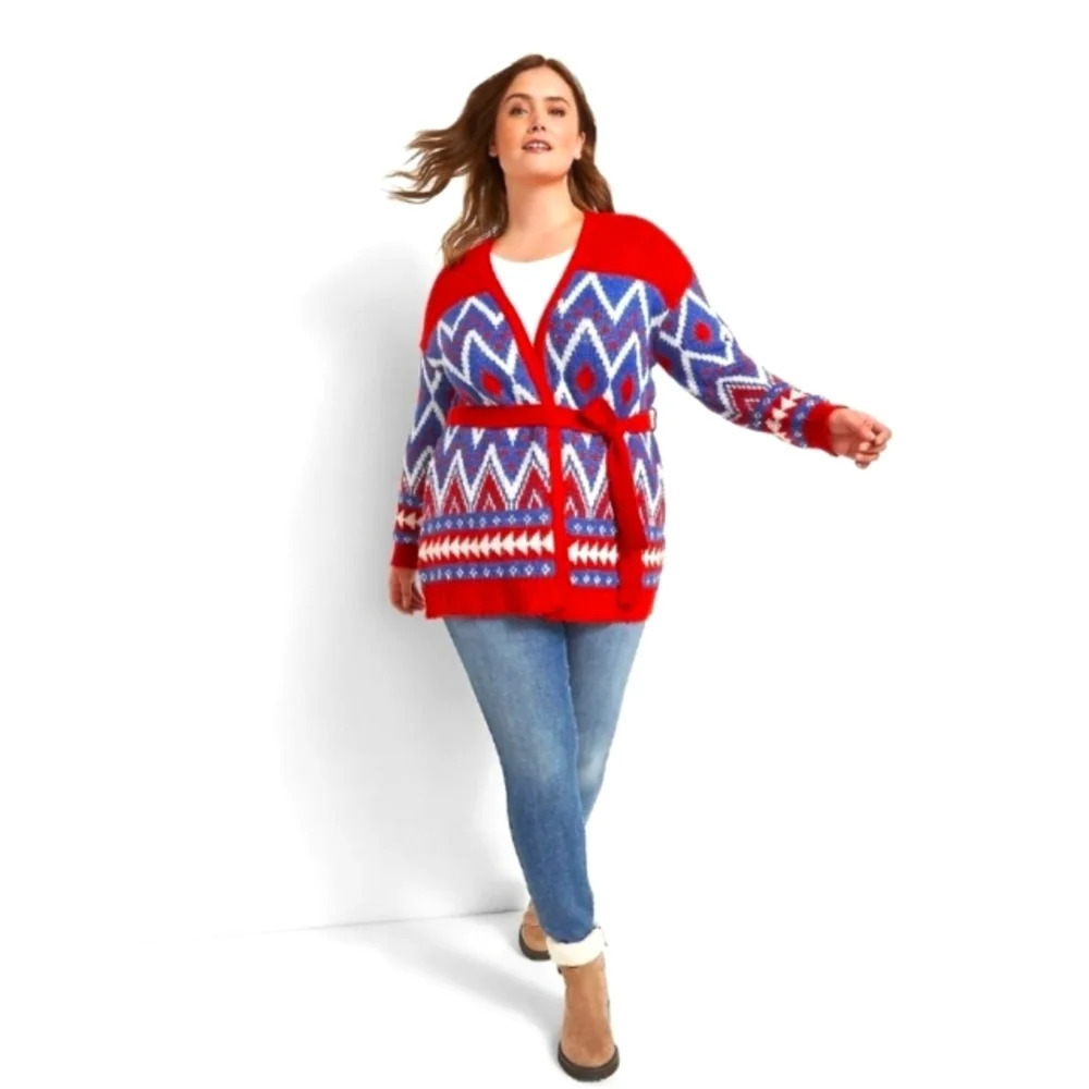 Lane Bryant Southwest Western Knit Open Front Cardigan Size 18/20